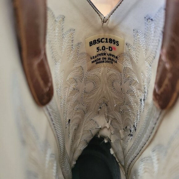 Old West Leather Cowboy Boots 5D Square Toe Western Grunge Womens 6.5 - Picture 5 of 13